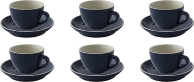 Palmer - Colors - Koffie kop en schotel - 6 stuks - 14 cl - Blauw - Porselein - Koffiekopjes