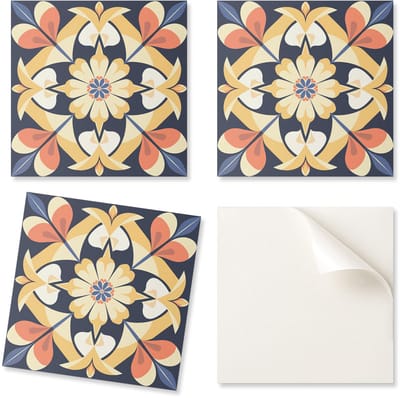 Pakket PVC-tegels met zelfklevend patroon voor de slaapkamer, bloemenmandala-patroon, 20x20x20 cm