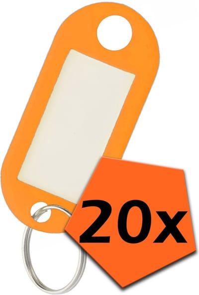 Sleutelhanger Bagagelabel Gekleurde Sleutellabels Sleutelhangers Naamlabel Oranje - 20x