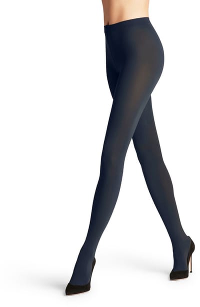 FALKE Cotton Touch eenkleurig katoen panty dames blauw - maat S