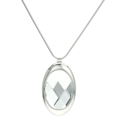 Behave - Ketting met ovale hanger geometrisch design - 42 cm (verlengketting 8,5 cm)