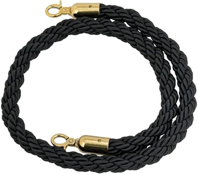 Afzetpaalkoord - Wachtrij Touw - Massa Beheersen - Gepolijste Haken - 38mm Diameter - Zwart Goud
