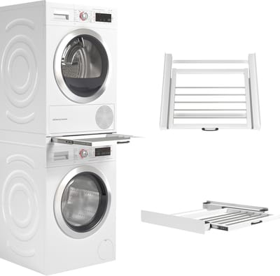 Wasophoogte® Tussenstuk wasmachine droger - Stapelkit wasmachine droger - Tussenkader - Geschikt voor elk type - Wit