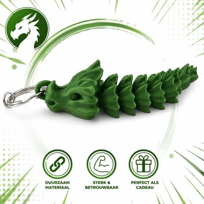 Botten Draak Sleutelhanger XXL – Flexibele Dragon Keychain – Fantasy Accessoire voor Sleutels, Tas en Rugzak – Cadeau voor Draakliefhebbers – 10 cm – Groen
