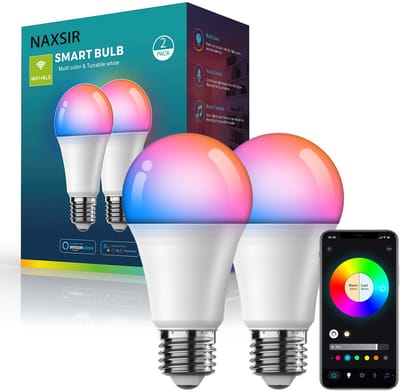 NAXSIR Smart LED Lamp - E27 - 24 Scènes - Muziek Sync Kleurverandering - WiFi & Bluetooth - RGB en CCT - 2 Stuks