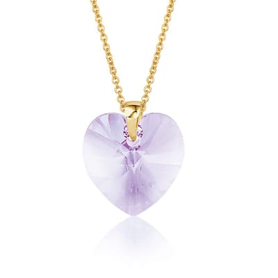 Montebello Ketting Fleur HG58 - Swarovski Hart - 925 Zilver Verguld - Ø14mm - 45cm