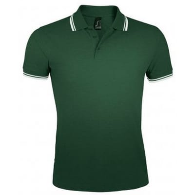 SOLS Heren Pasadena getipt korte mouw Pique Polo Shirt (Bos/Wit)