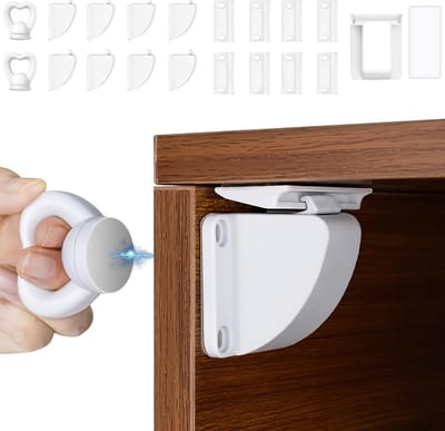 Magnetische Kindersluiting - Onzichtbaar Kastslot - Babykamer Beveiligen - Installatie Zonder Boren - 8 Sloten 2 Sleutels - Wit