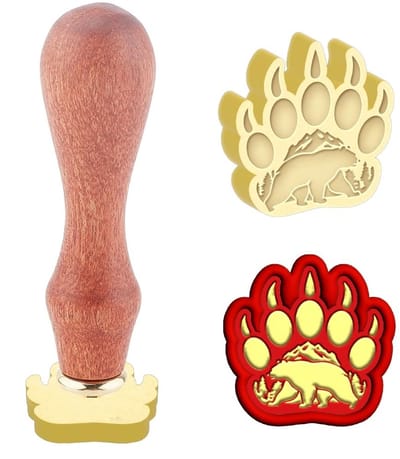 Dailygoods- Zegelstempel 3D Berenpoot - Afneembare Messing Stempelkop