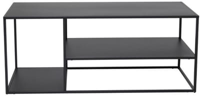 Staal salontafel 1 plank zwart.