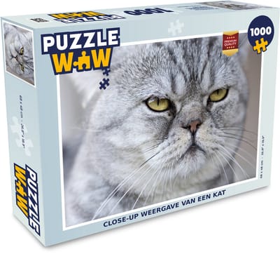 Puzzel Dier - Kat - Grijs - Legpuzzel - Puzzel 1000 stukjes volwassenen