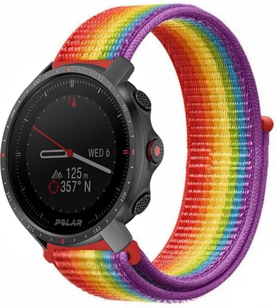 Strap-it Nylon smartwatch bandje - geschikt voor Polar Grit X / Grit X Pro / Vantage M / M2 / M3 / V3 - regenboog