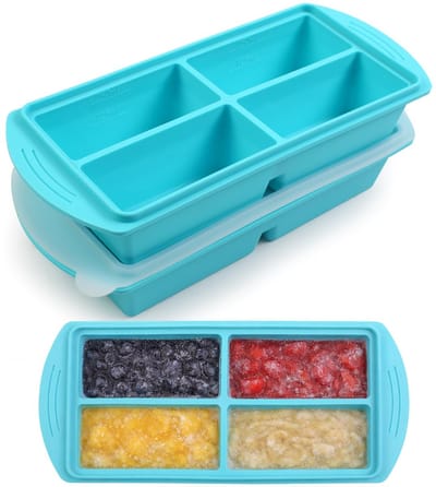 Siliconen ijsvorm, 2 stuks, 4 scheidingswanden, souper cubes, vriesvorm met deksel, vriescontainers - ShopVlot