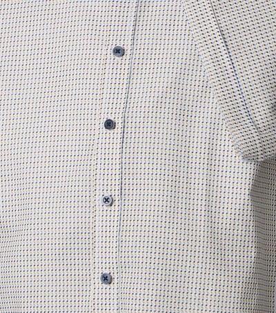 CASA MODA Sport casual fit overhemd - chambray - wit met geel en blauw dessin - Strijkvriendelijk - Boordmaat: 41 - 42