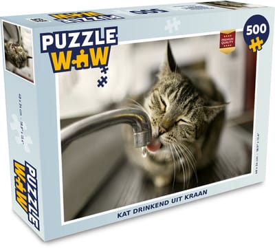 Puzzel Kat - Kraan - Drinken - Legpuzzel - Puzzel 500 stukjes