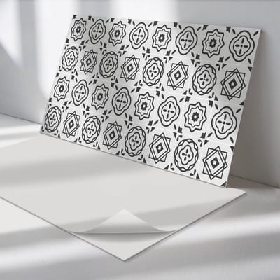 Wallfluent Vinyl Wandpaneel - Geometrische patronen in vierkanten Vinyl Wandbekleding - 120 cm x 60 cm - Zwart PVC wandpaneel - 1 stuk - Rechthoekig Wandbekleding Vinyl - Patroon Wandpaneel - Zelfklevend Muurpaneel - Wandpaneel Keuken en Badkamer