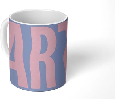 Mok - Koffiemok - Art - Roze - Blauw - Mokken - 350 ML - Beker - Koffiemokken - Theemok - Mok met Tekst