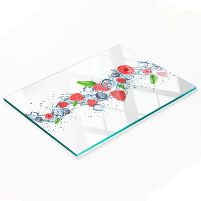 Duurzaam en stijlvol glazen bord met bosfruit- en ijsjespatroon, 80x52 cm