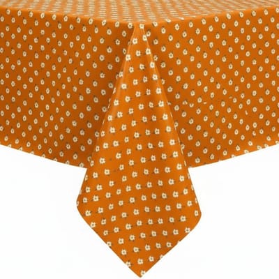 Protecttable - Rond Tafelzeil Madeliefjes Oranje ⌀138cm - Tafelkleed Afwasbaar - Kunststof