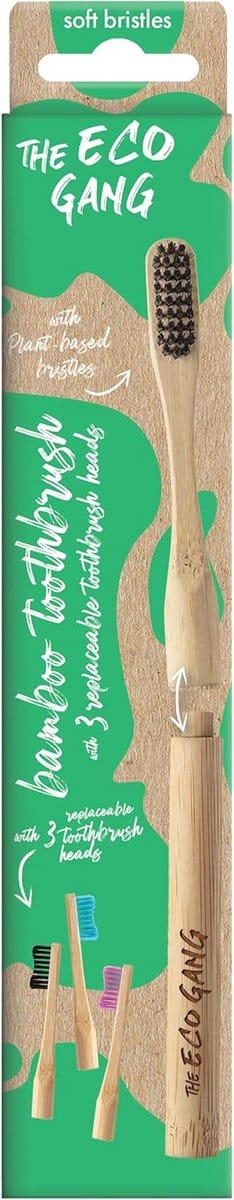 Tandenborstel met opzetstukken - Bamboe tandenborstel - Dagelijkse mondverzorging - Zachte borstelharen - 10 x 3 x 16 cm - Natuurlijk