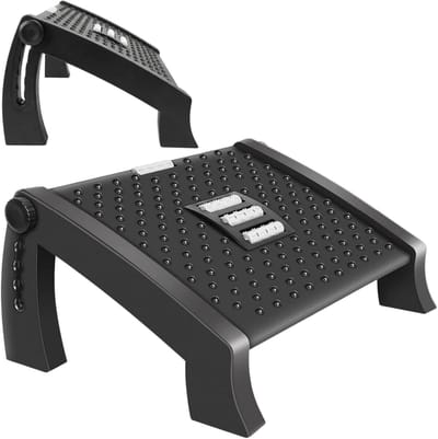 Ergonomische Voetensteun - Voetbank Bureau - Comfortabel Zitten - 6-voudig Verstelbaar - 387 x 291 x 68 cm - Zwart