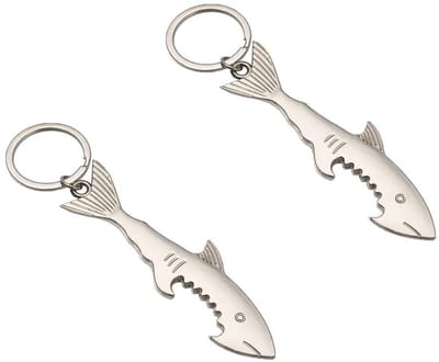 Dailygoods- Flesopener Metalen Haai - Sleutelhanger - 2 Stuks - Duurzaam - Multifunctioneel - Creatief Ontwerp - Bieropener