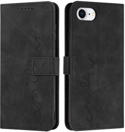 Coverup Hoesje - Geschikt voor iPhone 16e / 17e Hoesje - Coverup Smile Book Case - Zwart