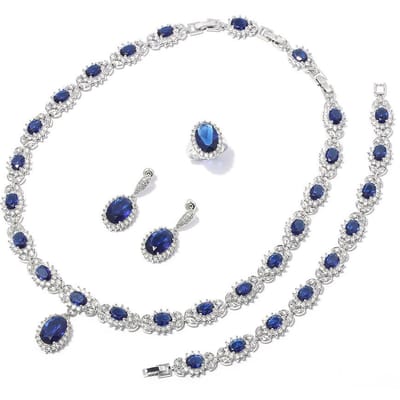 Romantische Regenboog Bruid Ketting Sieraden Set voor Dames Mode 925 silver needle earrings white
