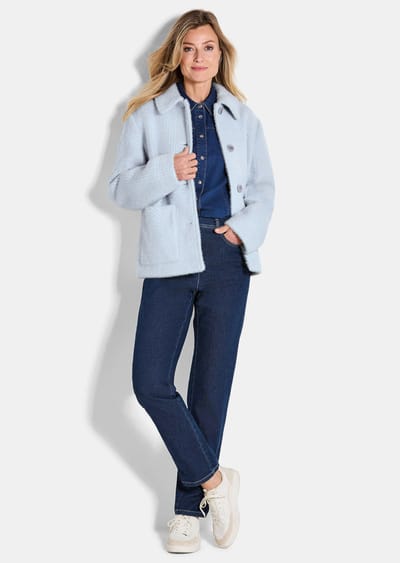 Jasje van zacht materiaal - grijs / blauw / gedess. - Gr. 38 van Goldner Fashion