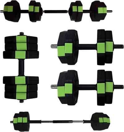 Verstelbare Halterset - Haltergrepen - Verstelbare dumbbells - Voor Thuisgym & Fitnessoefeningen - Dumbbell, Halter, Kettlebell & Push-Up Set - Multifunctioneel Trainingsgewicht - 14kg