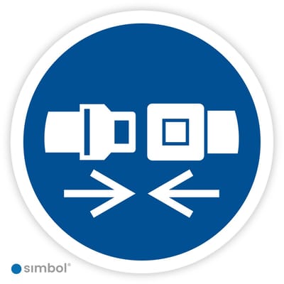 Simbol® - Stickers Dragen van veiligheidsriem verplicht - Dragen van gordel verplicht (M020) - Formaat ø 5 cm.
