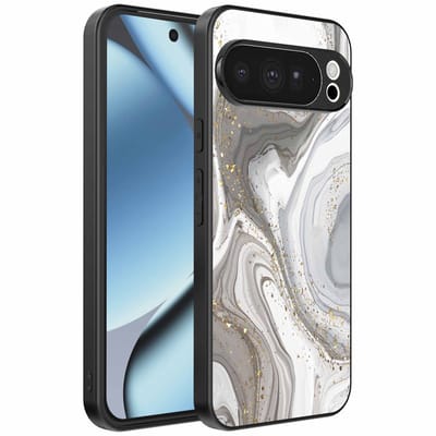 Geschikt voor Google Pixel 10 Pro Telefoonhoesje met marmer opdruk - TPU backcover case marble design - Zilver - Smartphonica geschikt voor Google Pixel 10 Pro