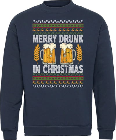 Kersttrui Merry Drunk Christmas | Foute Kersttrui Dames Heren | Kerstcadeau volwassenen | Kerst | Navy | maat M