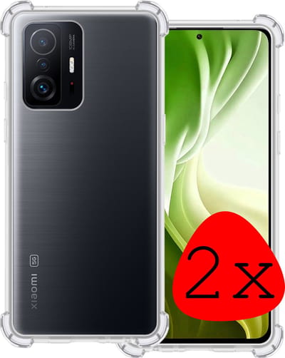 Hoesje 2 Stuks - Geschikt voor Xiaomi 11T - Sterk & Shockproof - Siliconen Case - Back Cover - Telefoon Hoes Shock Proof - Transparant