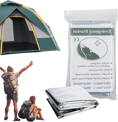 Thermodeken Nood - Overlevingsdeken Aluminium - Buiten Overleven - Waterdicht Winddicht - 160 x 210 cm - Zilver
