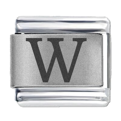 Schakel - Bedel - 9mm - Letter W - Laser Alfabet - Charms - Geschikt voor 9mm Schakel voor Italiaanse Bedelarmband - Schakelarmband - Italiaanse bedel armbanden