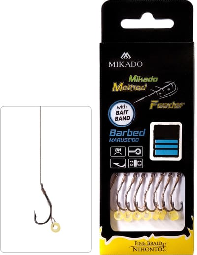 Mikado Method Feeder Onderlijn met Rubber – Haakmaat 4 – 0.16 mm Gevlochten – 10 cm – 8 stuks – Karper & Brasem