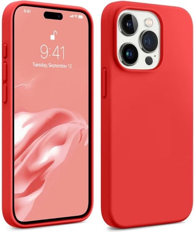 Solid hoesje Soft Touch Liquid Silicone Flexible TPU Cover - Geschikt voor: iPhone 15 Pro Max - Rood