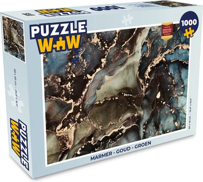 Puzzel Marmer - Goud - Groen - Legpuzzel - Puzzel 1000 stukjes volwassenen