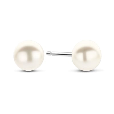 New Bling - 9NB-1581-RH-7 - 925 zilveren oorknopjes met parel - 7-8 mm - rhodium plated