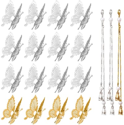Dailygoods - Vlinderhaarspelden - Haaraccessoires - Gouden en Zilveren - Beweegbare Haarsieraden - Geschikt voor Meisjes - 16 Stuks