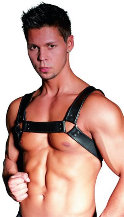 ZADO – Lederen Bondage Harnas voor Torso met Stalen Verbindings Ringen Individueel Pasvorm – Zwart