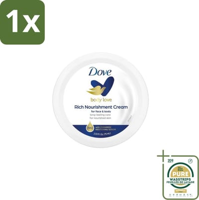 1 x Dove – Bodycrème – Rich Nourishment – 75 ml- Bodycrème - Hydratatie - Droge Huid - Voedende Crème - DeepCare Complex
