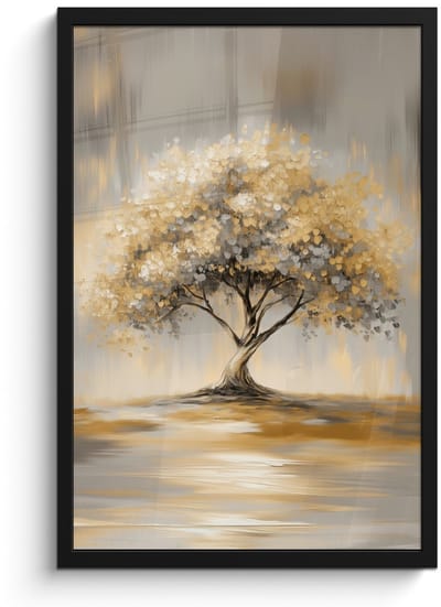 Poster in lijst - Fotolijst 40x60 cm - Posters - Schilderij - Boom - Abstract - Bladeren - Posterlijst zwart - Decoratie - Wanddecoratie woonkamer - Muurdecoratie slaapkamer