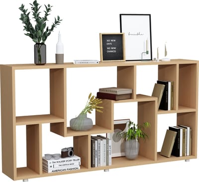 Houten vrijstaande boekenplank Medialijst Opbergruimte Ruimteverdeler Decoratieve plank Lanisa L