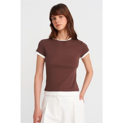 Dames Slim Fit Katoenen Rondhals T-Shirt