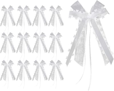 12 Stuks Auto Bogen Antenne Bogen Auto Sieraden Bruiloft Decoratie Bogen voor Feest en Verjaardag in Wit