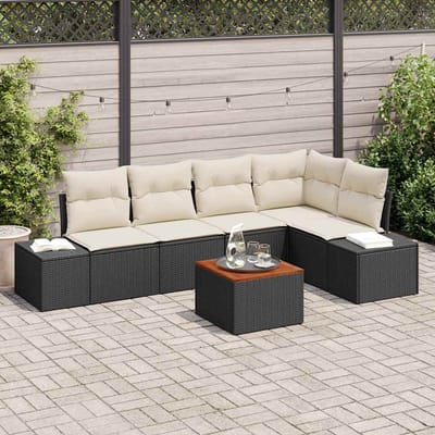 vidaXL - Tuinbank - Set - 6 - st - Zwart - poly - rattan