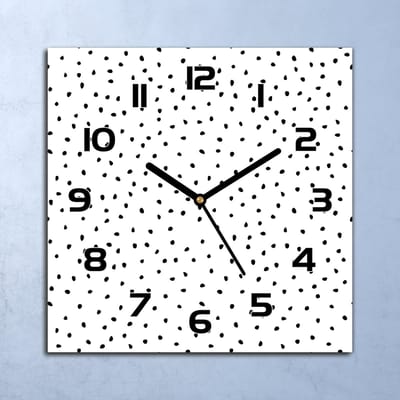 Coloray Wandklok - Kleine puntjes Glazen Wandklok - 30x30 cm - Marine Wandklok - Wandklok Vierkant - Wandklok Industrieel - Wandklok Keuken - Stille Wandklok