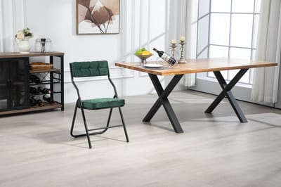 MODFU - Klapstoelen - Opvouwbaar En Gestoffeerd - Eetkamer - Staal - Groen - Set Van 2
